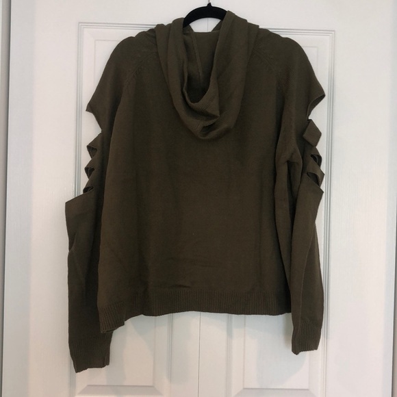 Lola x LF Army Green Cut Out Hooded Sweater - Picture 2 of 3